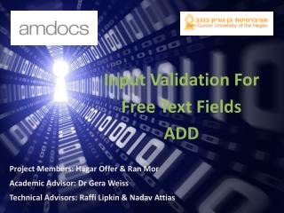 Input Validation For Free Text Fields ADD