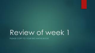 Review of week 1