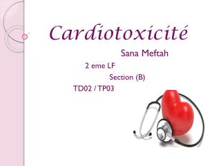 Cardiotoxicité Sana Meftah