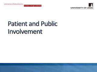 Patient and Public Involvement