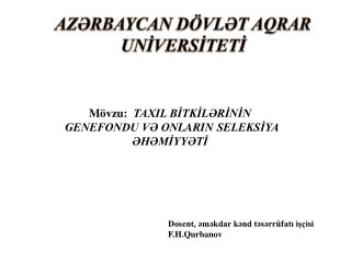 AZƏRBAYCAN DÖVLƏT AQRAR UNİVERSİTETİ