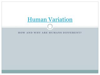 Human Variation