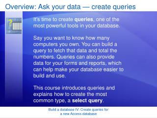Overview: Ask your data — create queries