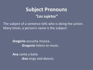 Subject Pronouns