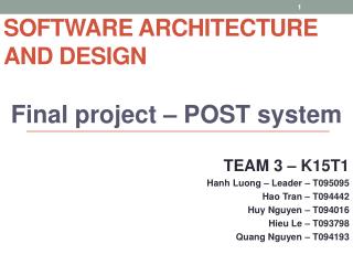 SOFTWARE ARCHITECTURE AND DESIGN