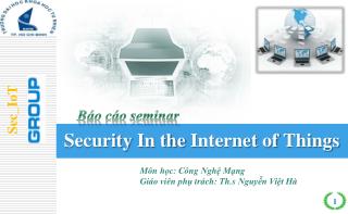 Security In the I nternet of Things