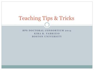 Teaching Tips &amp; Tricks