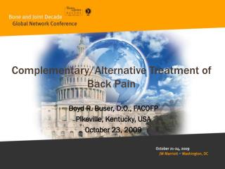Complementary/Alternative Treatment of Back Pain