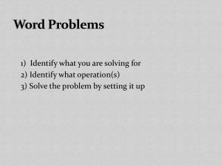 Word Problems