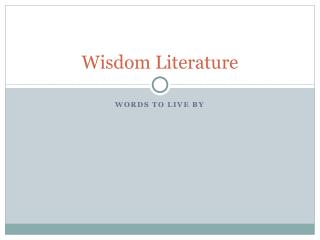 Wisdom Literature