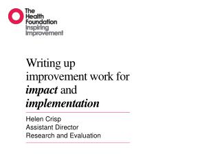 Writing up improvement work for impact and implementation