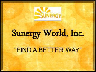 Sunergy World, Inc.