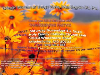 Invites you All to their first ever THANKSGIVING PARTY!!!