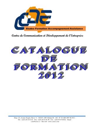 CATALOGUE DE FORMATION 2012