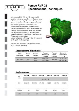 Pompe RVP 25 Spécifications Techniques