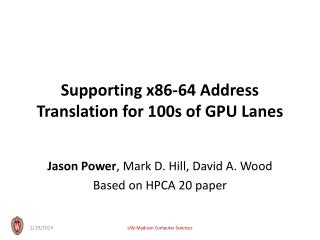 Supporting x86-64 Address Translation for 100s of GPU Lanes