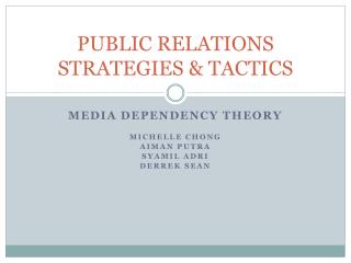 PUBLIC RELATIONS STRATEGIES &amp; TACTICS