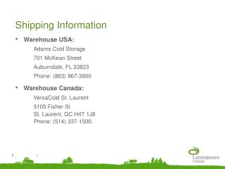 Shipping Information