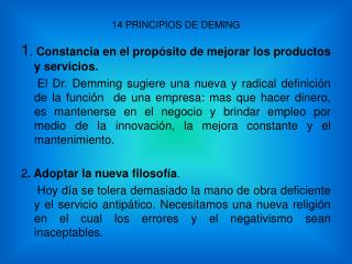 14 PRINCIPIOS DE DEMING