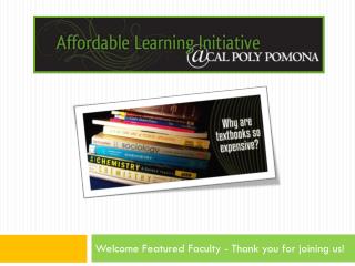 Welcome Featured Faculty - Thank you for joining us!