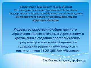 Структура модели государственно-общественного управления образовательного учреждения