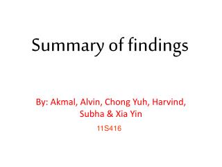 Summary of findings