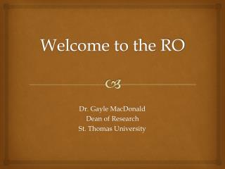 Welcome to the RO