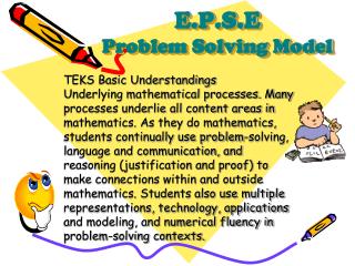 E.P.S.E Problem Solving Model