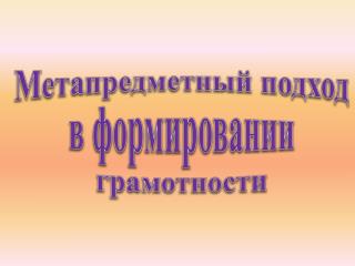 Метапредметный подход в формировании грамотности