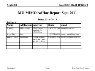 MU-MIMO AdHoc Report Sept 2011
