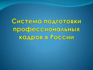 Система подготовки профессиональных кадров в России