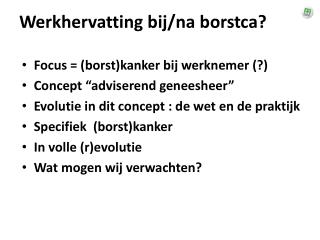 Werkhervatting bij/na borstca ?