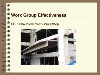 Work Group Effectiveness PCI 2004 Productivity Workshop