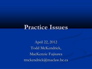 Practice Issues