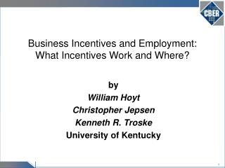 Business Incentives and Employment: What Incentives Work and Where?