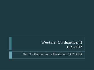 Western Civilization II HIS-102