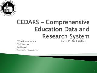 CEDARS – Comprehensive Education Data and Research System