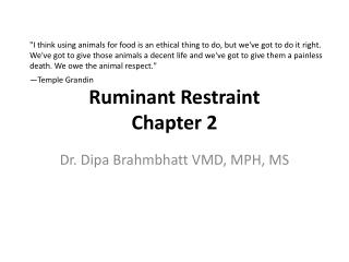 Ruminant Restraint Chapter 2