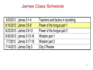 James Class Schedule