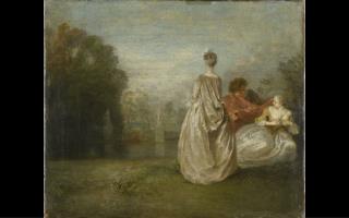 Les Deux cousines Antoine Watteau vers 1716 huile sur toile 30 cm Musée du Louvre Photo : RMN