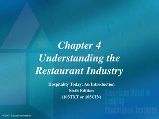 Chapter 4 Understanding the Restaurant Industry