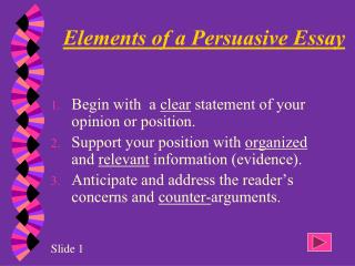 Elements of a Persuasive Essay