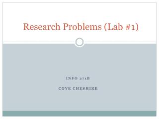 Research Problems (Lab #1)