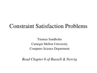 Constraint Satisfaction Problems