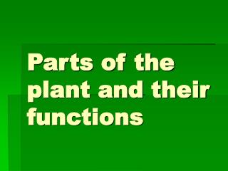 Parts of the plant and their functions