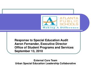 Response to Special Education Audit Aaron Fernander, Executive Director