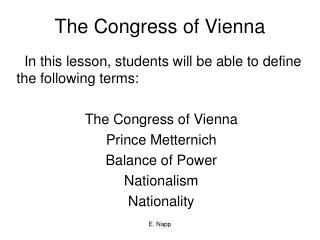 The Congress of Vienna