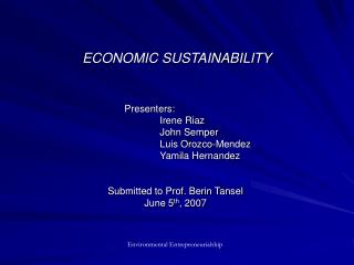 ECONOMIC SUSTAINABILITY