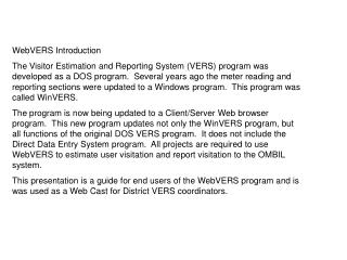 WebVERS Introduction