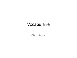 Vocabulaire